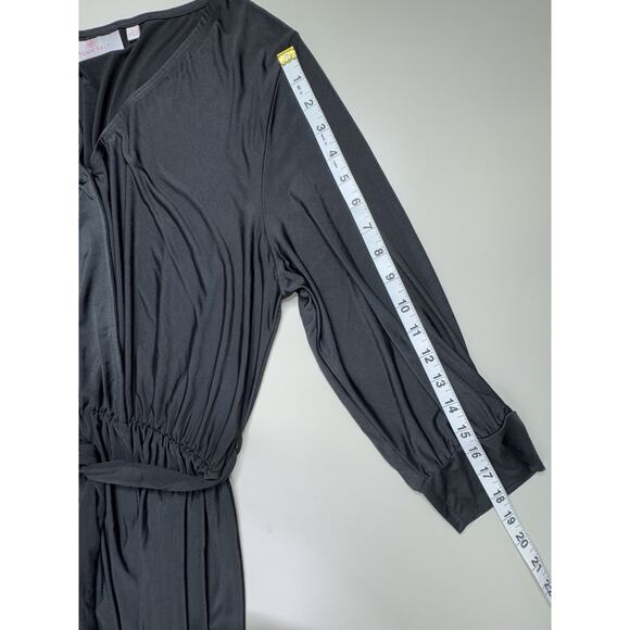 Laurie Felt Wrap Front Maxi Dress Dress L Black Goth Witchy Spooky Stretchy Glam - Picture 12 of 16